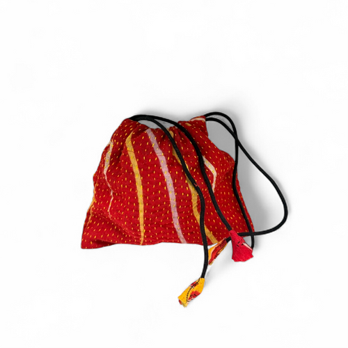 Three Sisters Jewelry Design Vintage Sari Pouch - Red 