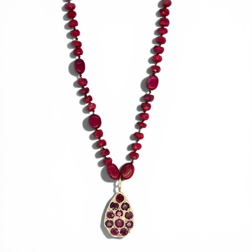 Rouge Relic Ruby Necklace with Vintage Ruby Gold Charm