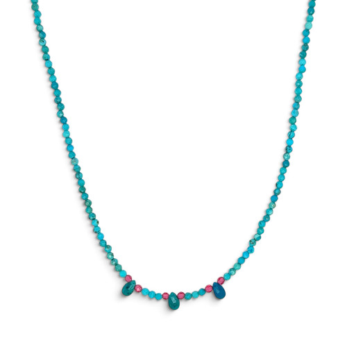 Cala Rosa Chrysocolla & Pink Tourmaline Necklace