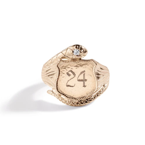 Three Sisters Jewelry Design Ophira Snake Shield Gold Signet Ring 