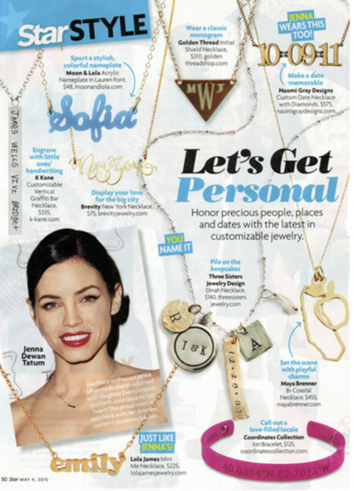 Personalized Tag Necklaces in Star Magazine