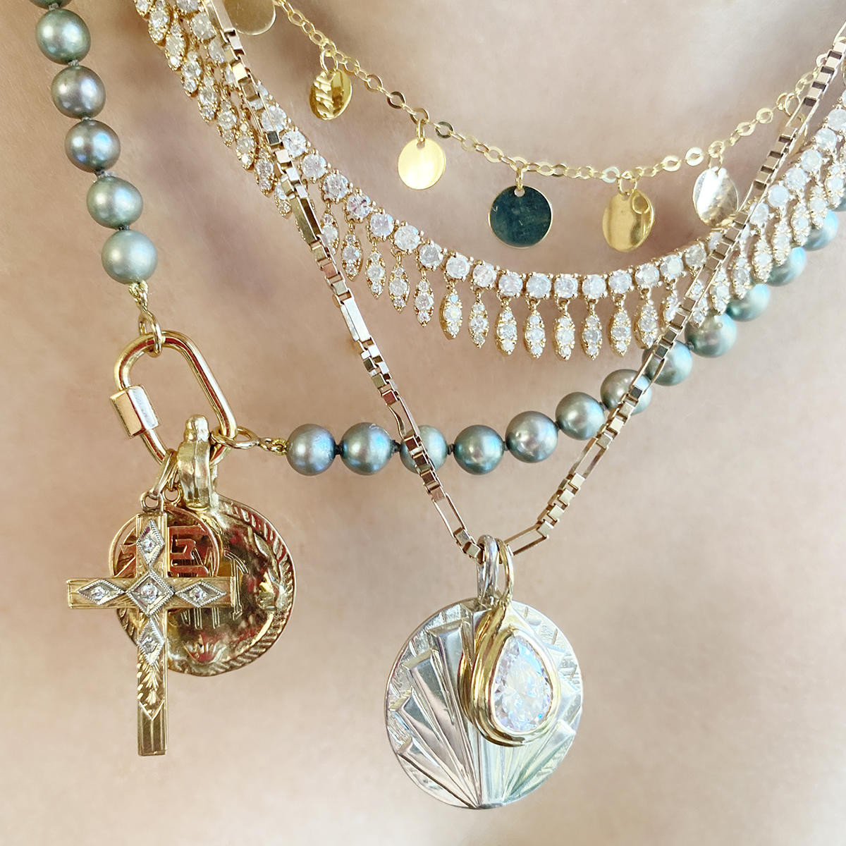 three sisters jewelry design Gold Ionian Personalized Relic Charm