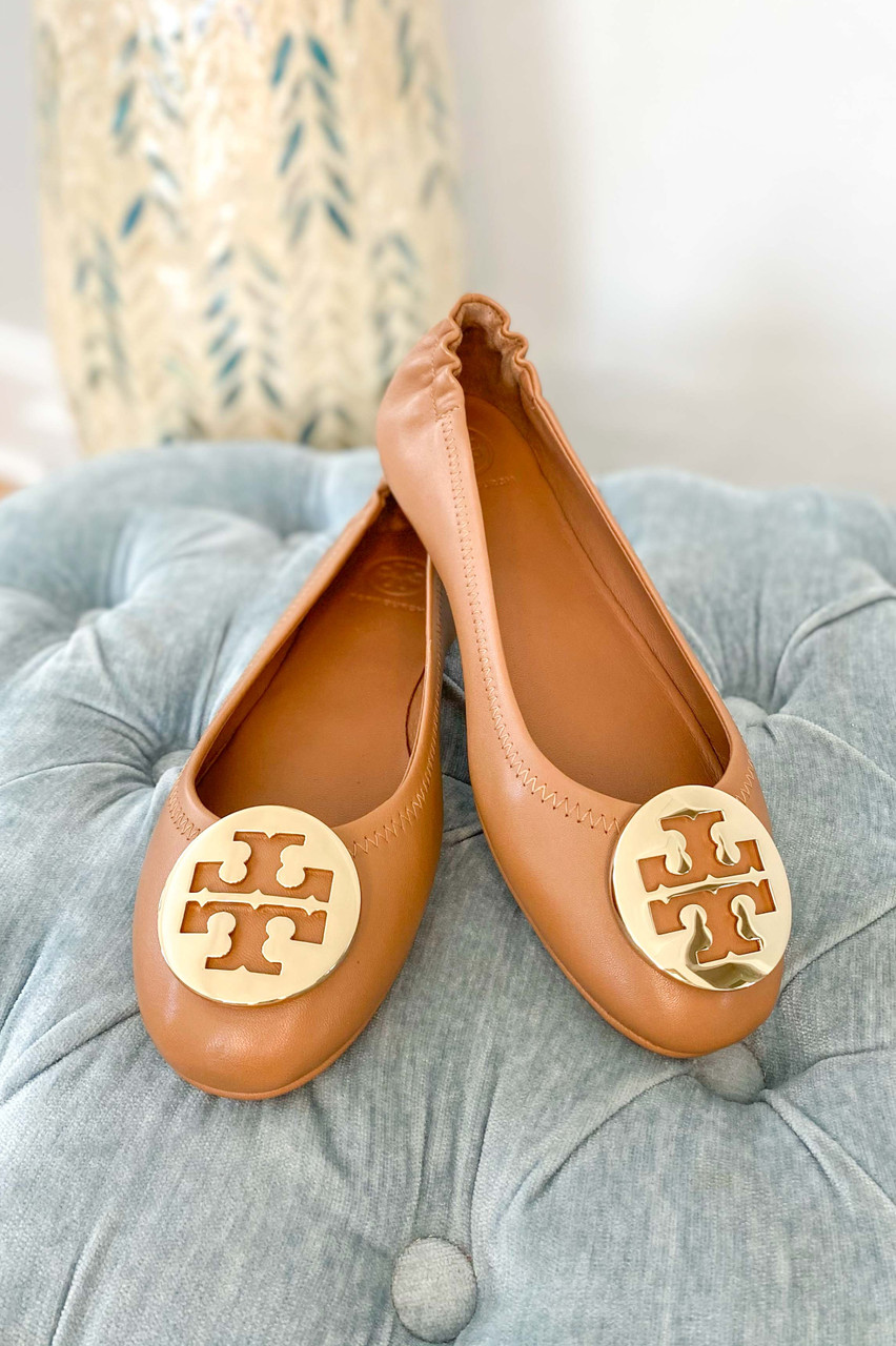 Tory Burch Minnie Travel Ballet - Royal Tan & Gold - Monkee's of the Pines