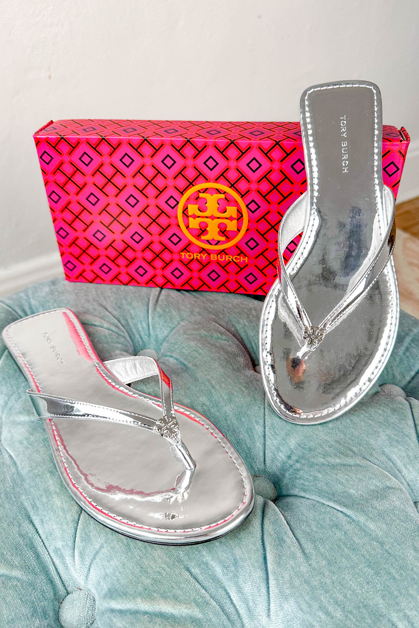 Tory Burch Classic Flip Flop Argento Monkee s of the Pines