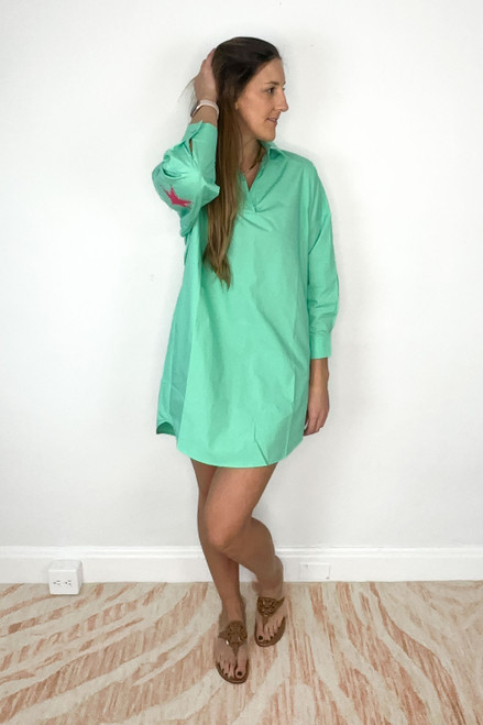  Caryn Lawn Preppy Star Dress Green