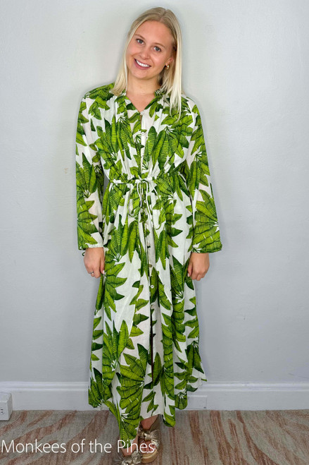 Palm Fan Long Dress