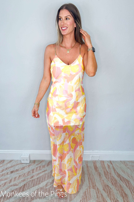 Marcella Abstract Maxi Dress Prism Yellow