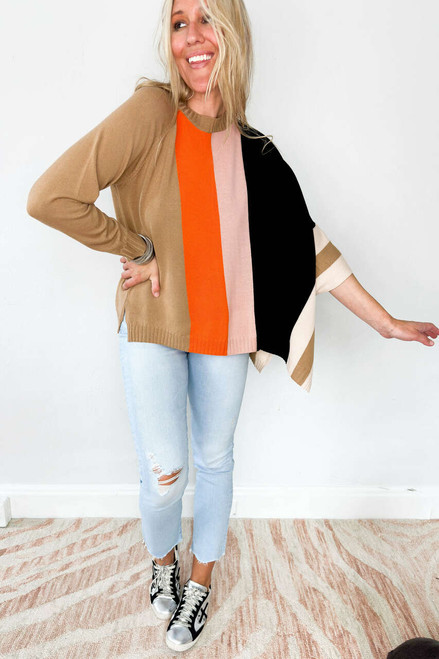 Merino Wool Symmetrical Poncho Multicolor