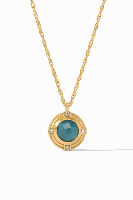 Astor Solitaire Necklace Iridescent Peacock Blue 