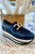 Platform Loafer with acrylic chain and striped wave detail, cushioned footbed, and arch support.