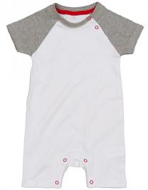 Tryck på Babybody Baseball — White/Heather Grey Melange/Red