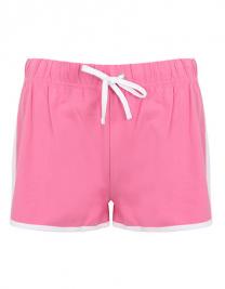 Tryck på Retro Dam Shorts — Bright Pink/White