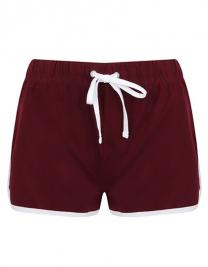 Tryck på Retro Dam Shorts — Burgundy/White