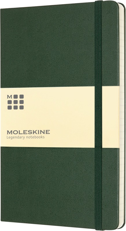 Tryck på Exklusiv Moleskine Classic L Linjerad Anteckningsbok — Myrtengrön
