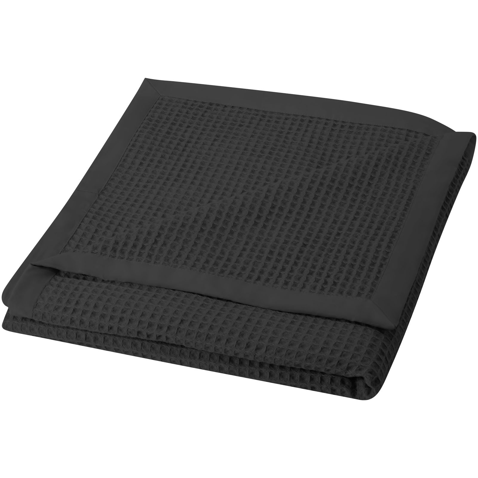 Tryck på Våffelmönstrad Bomullsfilt 150x140cm — Svart