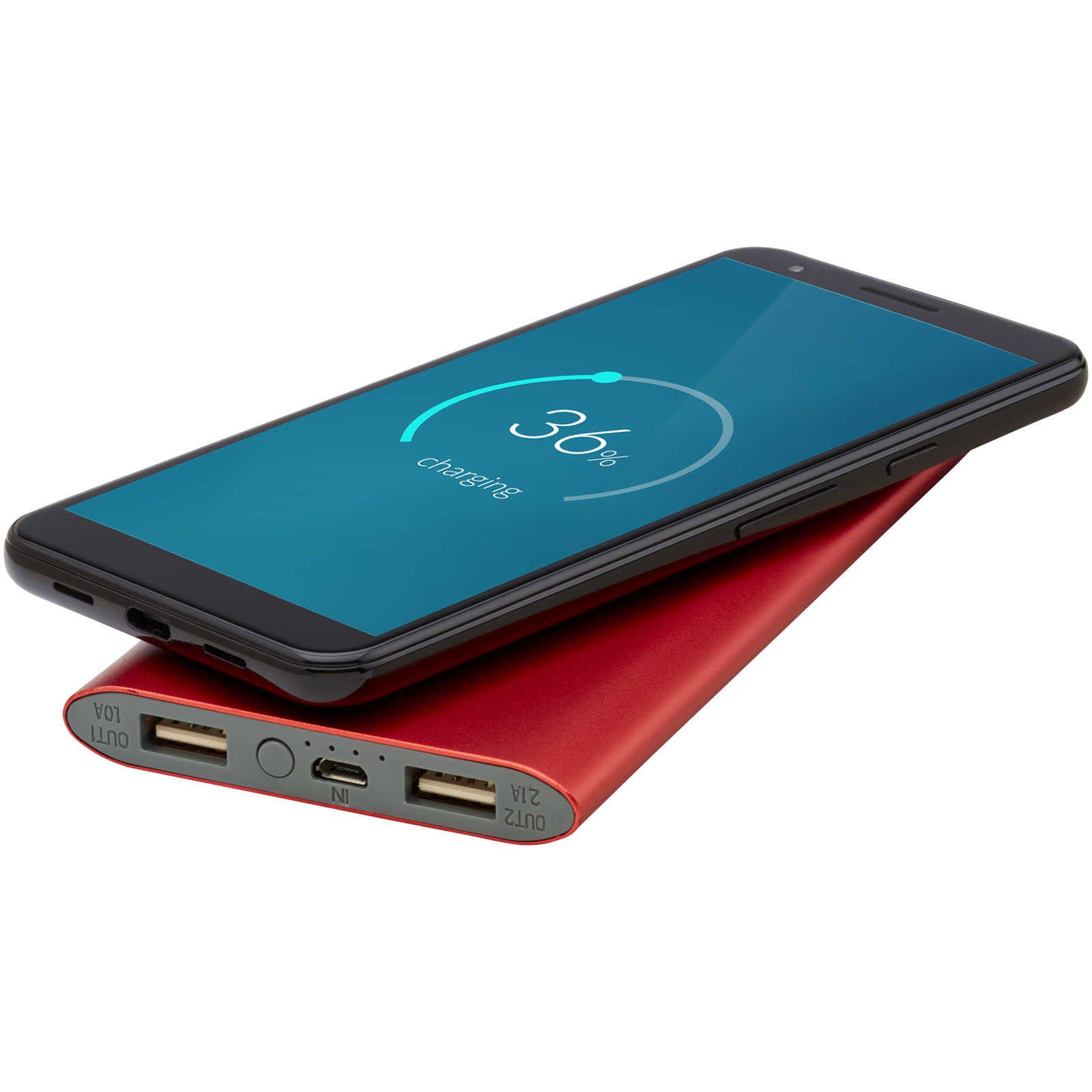 Tryck på 8000 mAh Trådlös Powerbank av Aluminium — Röd