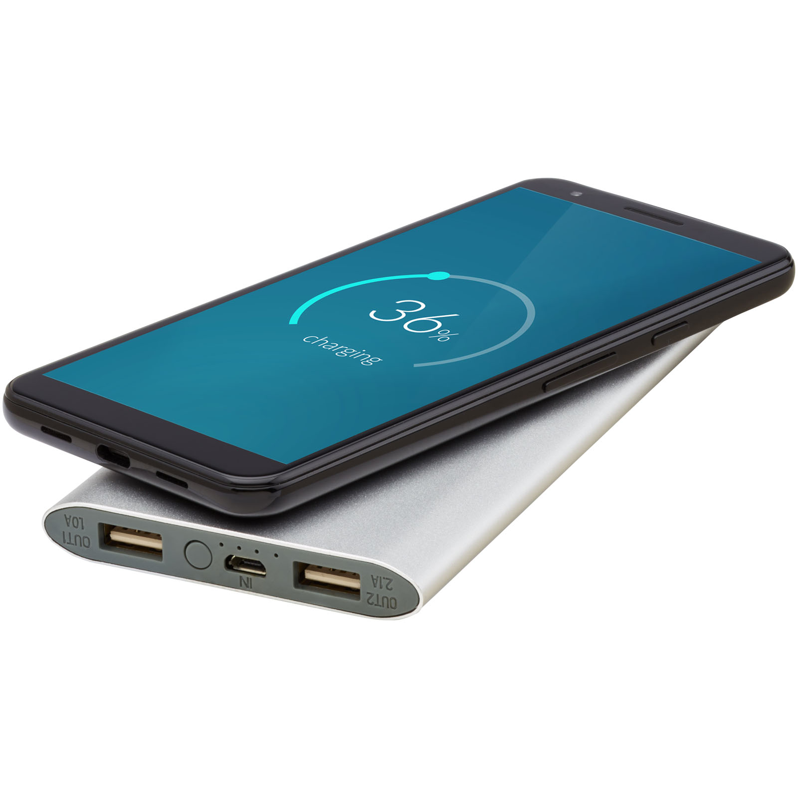Tryck på 8000 mAh Trådlös Powerbank av Aluminium — Silver
