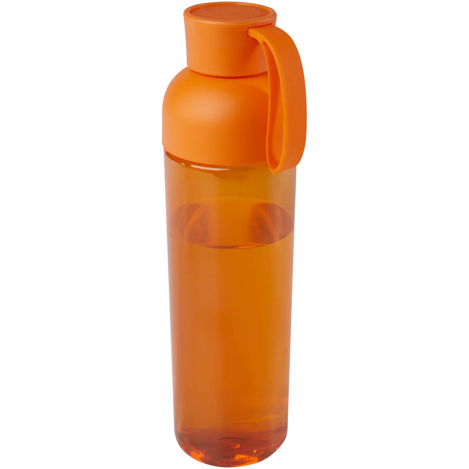 Tryck på Vattenflaska 600ml med Silikonhandtag av RPET — Orange
