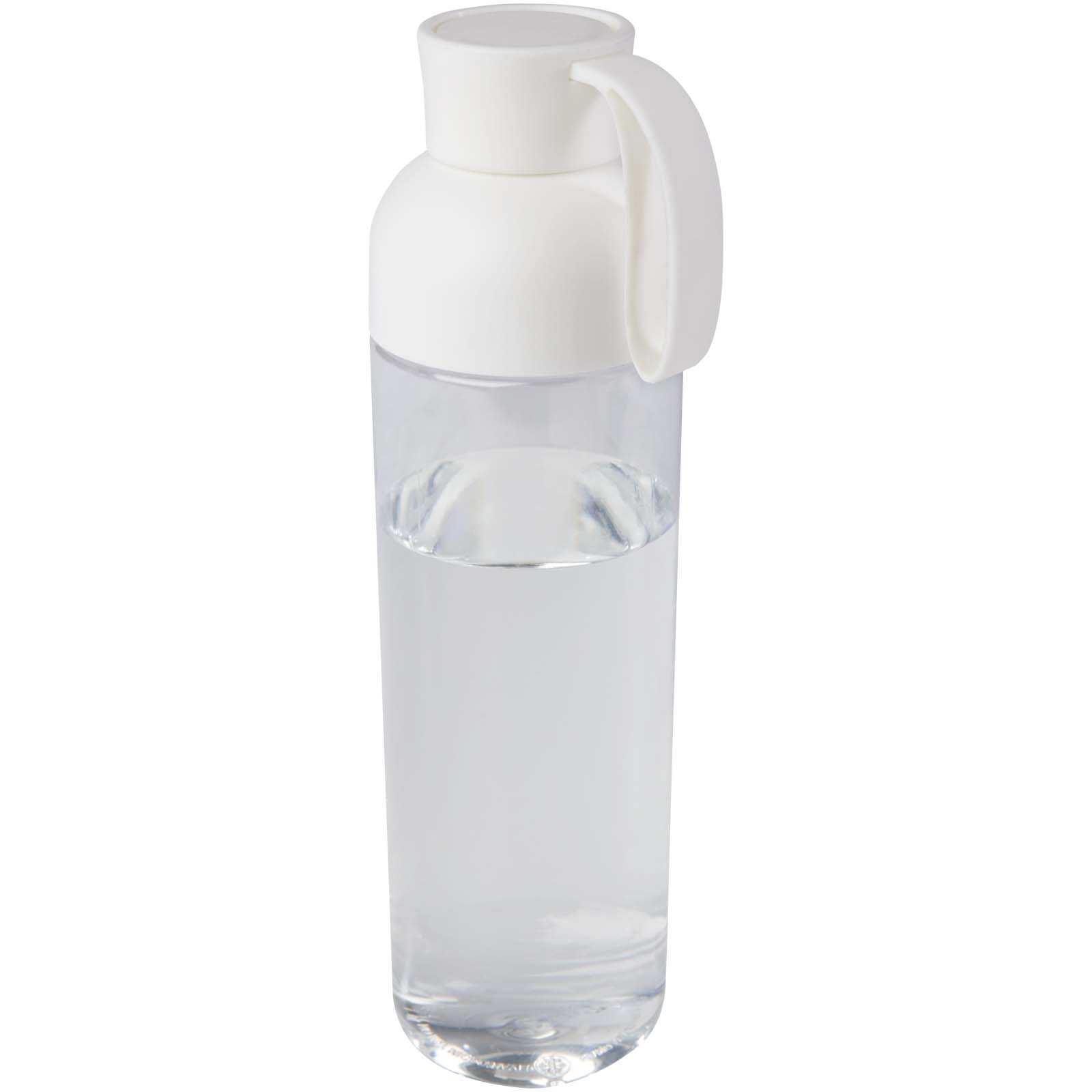 Tryck på Vattenflaska 600ml med Silikonhandtag av RPET — Vit