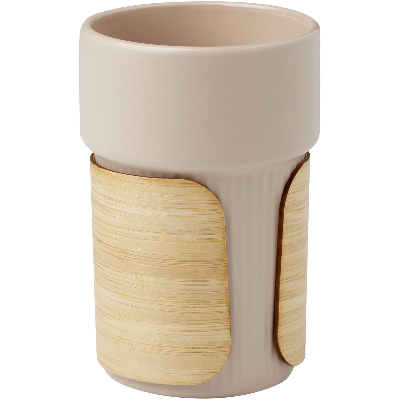 Tryck på Keramisk Mugg 340ml med Bambugrepp — Oatmeal