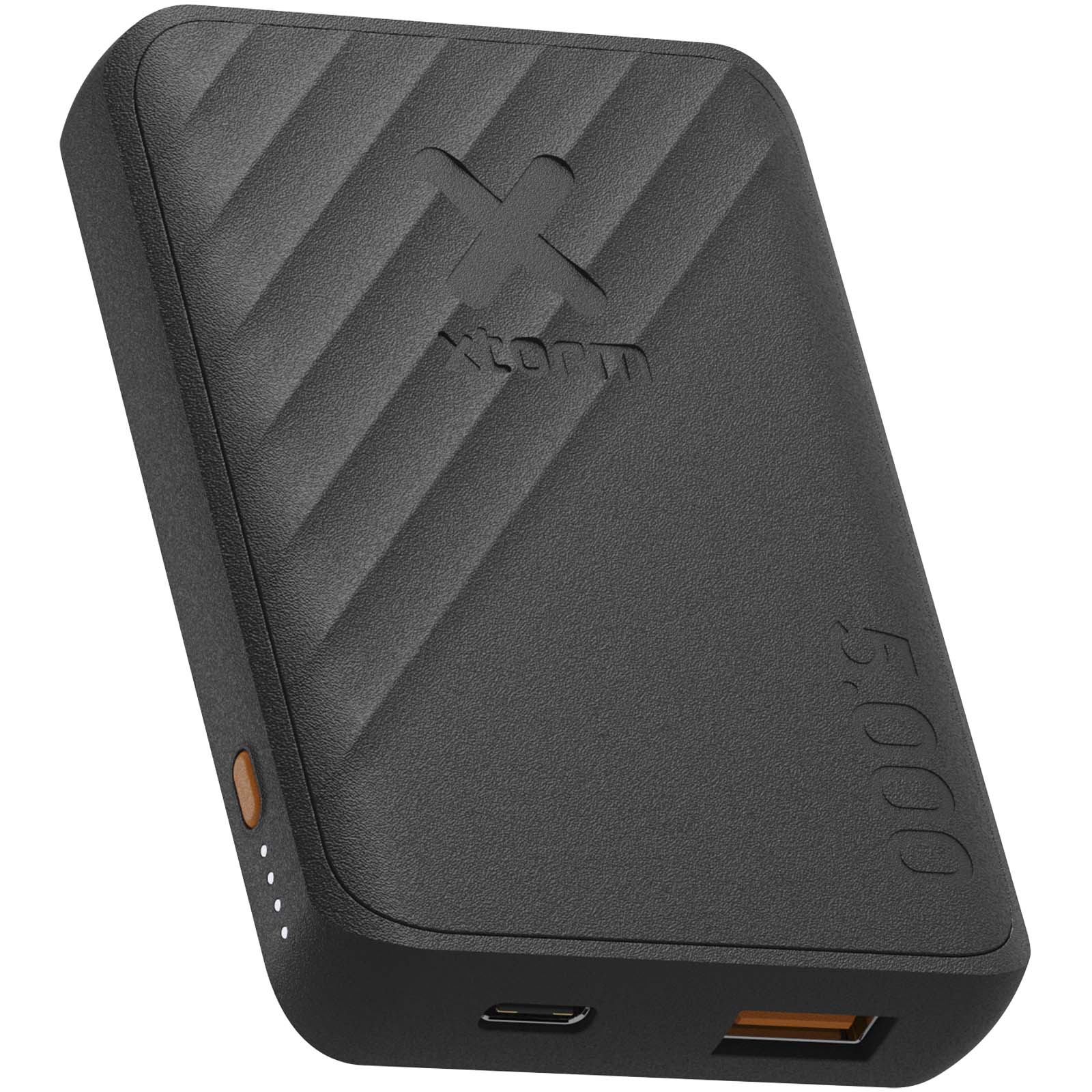 Tryck på 5000 mAh Powerbank med 12W Snabbladdning — Svart