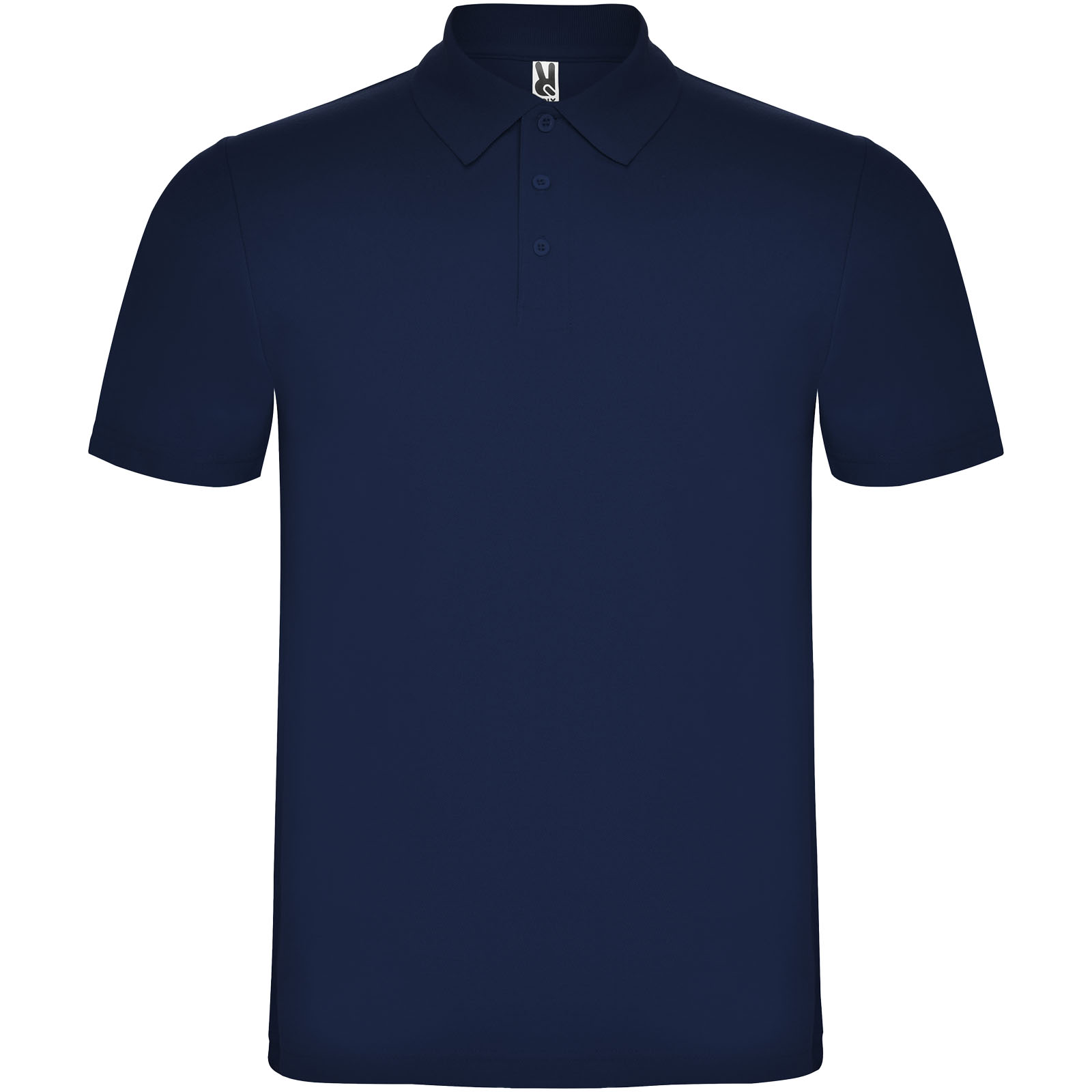 Tryck på Unisexpiké med Ribbad Krage — Navy Blue