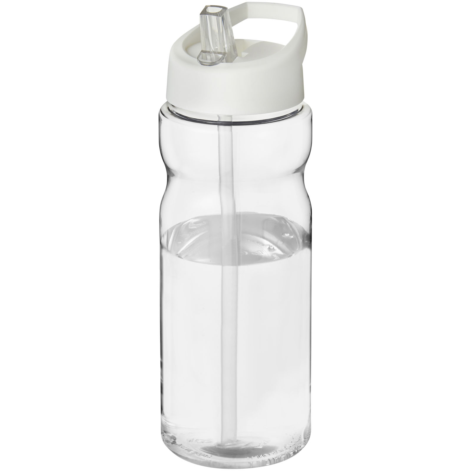 Tryck på Ergonomisk Sportflaska med Drickpip 650ml — Transparent/Vit