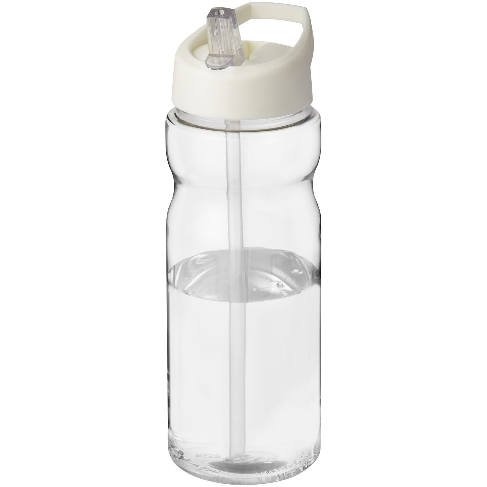 Tryck på Ergonomisk Sportflaska med Drickpip 650ml — Ivory cream/Transparent