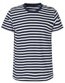 Tryck på T-shirt Organic Herr — White - Navy (Striped)