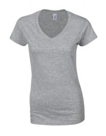 Tryck på V-ringad T-shirt Dam — Sport Grey (Heather)