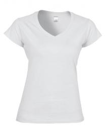 Tryck på V-ringad T-shirt Dam — White