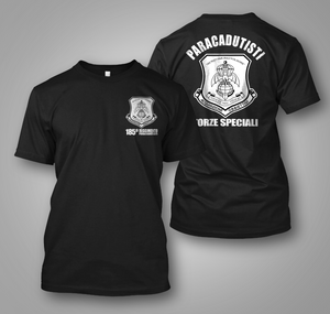 Italian Paratroopers Special Forces 185th Regiment Airborne Black T-shirt Italian Paratroopers Special Forces 185th Regiment Airborne Black T-shirt