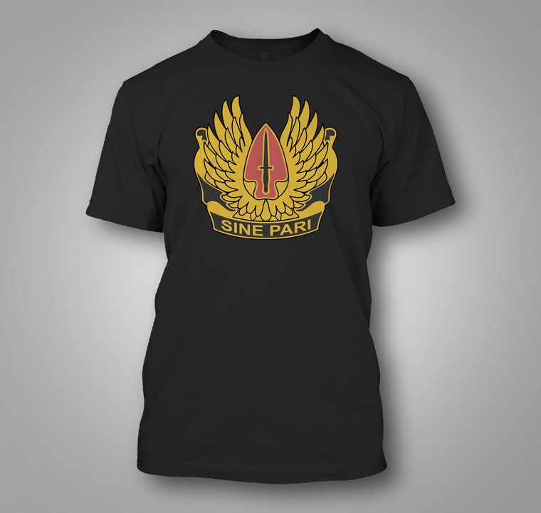 USASOC Special Operations Command Sine Pari Forces Black T-shirt
