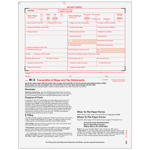 W-3 Transmittal Forms