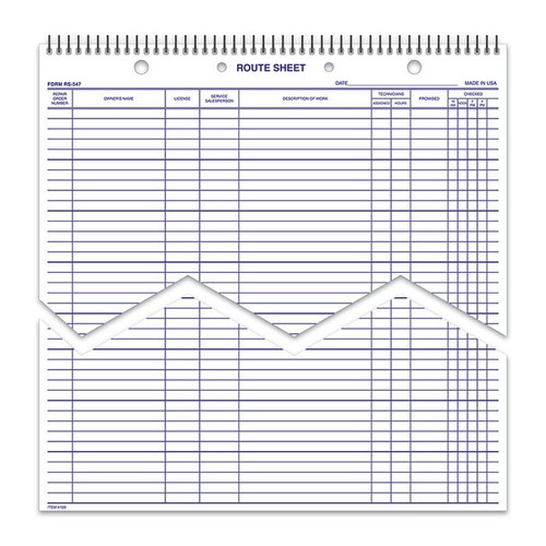 Spiral Bound Route Sheet