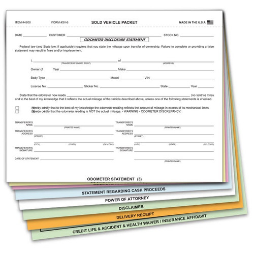 Sold Vehicle Combination Form
