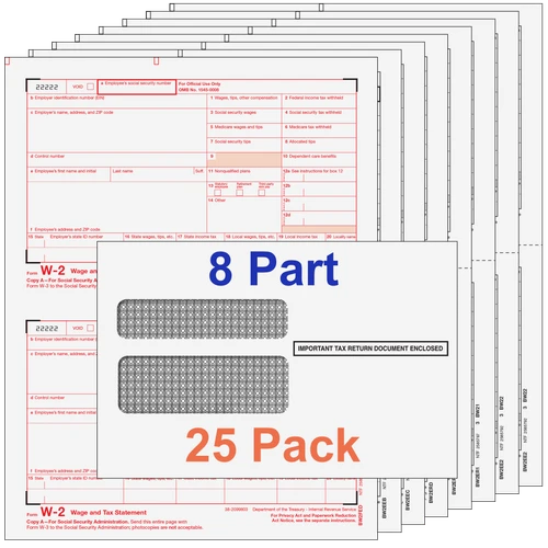 W-2 Kit 8-Part with Envelopes - 25 PK