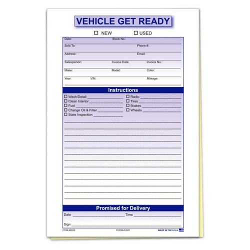 Vehicle Get Ready Form