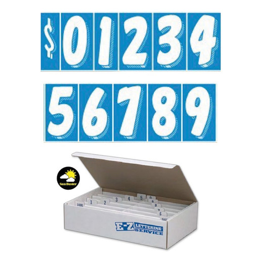 7 1/2"  White & Blue Windshield Numbers Kit