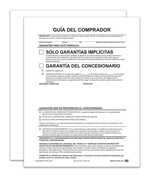 Exterior Buyers Guide 2017 Implied Warranty Spanish