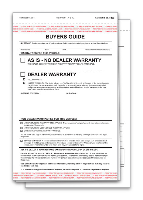 2 Part Buyers Guide No Lines Spanish (Pack of 100)