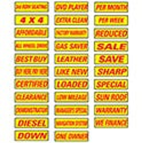 Slogan Window Stickers - Red & Yellow - 12 Pack