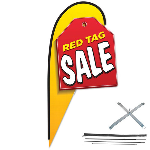 12ft Message 3D Teardrop Flag Kit w/Cross Base