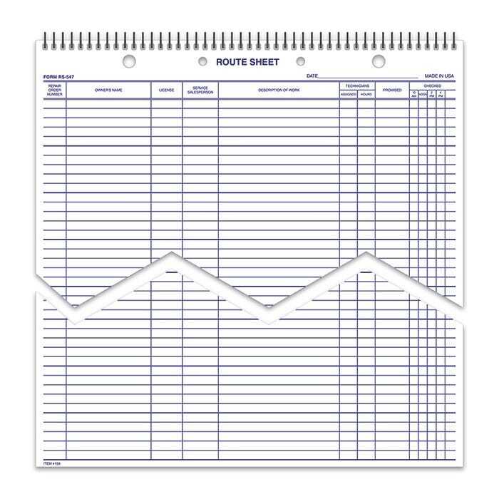 Service Route Sheets