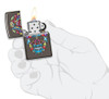 ZIPPO LIGHTER - MUSHROOM SKULL DESIGN BLACK ICE - 49135 (MSPR: $36.95)