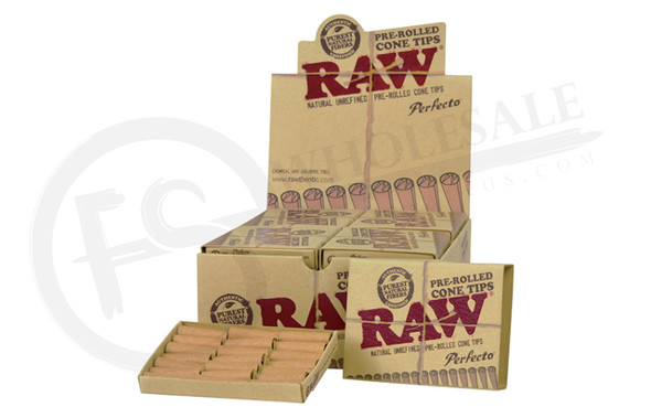 RAW® - PERFECTO PRE-ROLLED CONE TIPS - 32 TIPS PER PACK | DISPLAY OF 20 (MSRP $3.00ea)