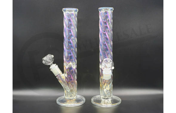 SHINY GLASS w/ICE PINCH WATER PIPE 12" (MSRP $54)