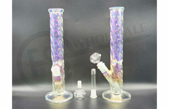 SHINY GLASS w/ICE PINCH WATER PIPE 12" (MSRP $54)