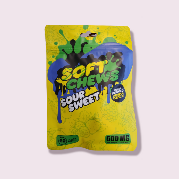 DELTA 8 SOFT CHEWS SOUR SWEET 500mg | SINGLE PACK (MSRP $)