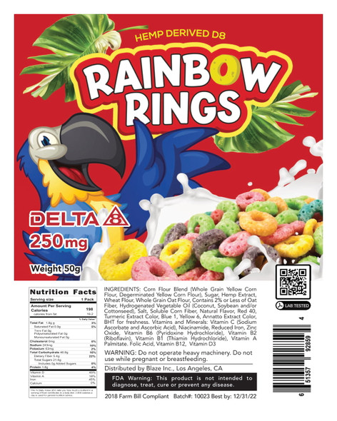 DELTA 8 RAINBOW RINGS CEREAL 250mg | SINGLE PACK (MSRP $)